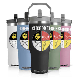 Cherokee Cultural Pride Flip Straw Tumbler Native American Medicine Wheel Art