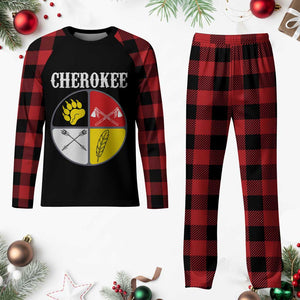 Cherokee Cultural Pride Plaid Pajama Set Native American Medicine Wheel Art