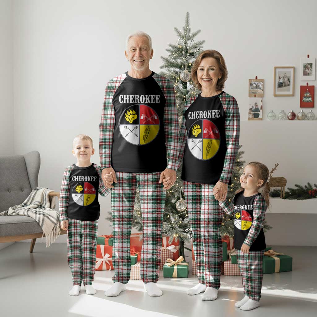Cherokee Cultural Pride Plaid Pajama Set Native American Medicine Wheel Art