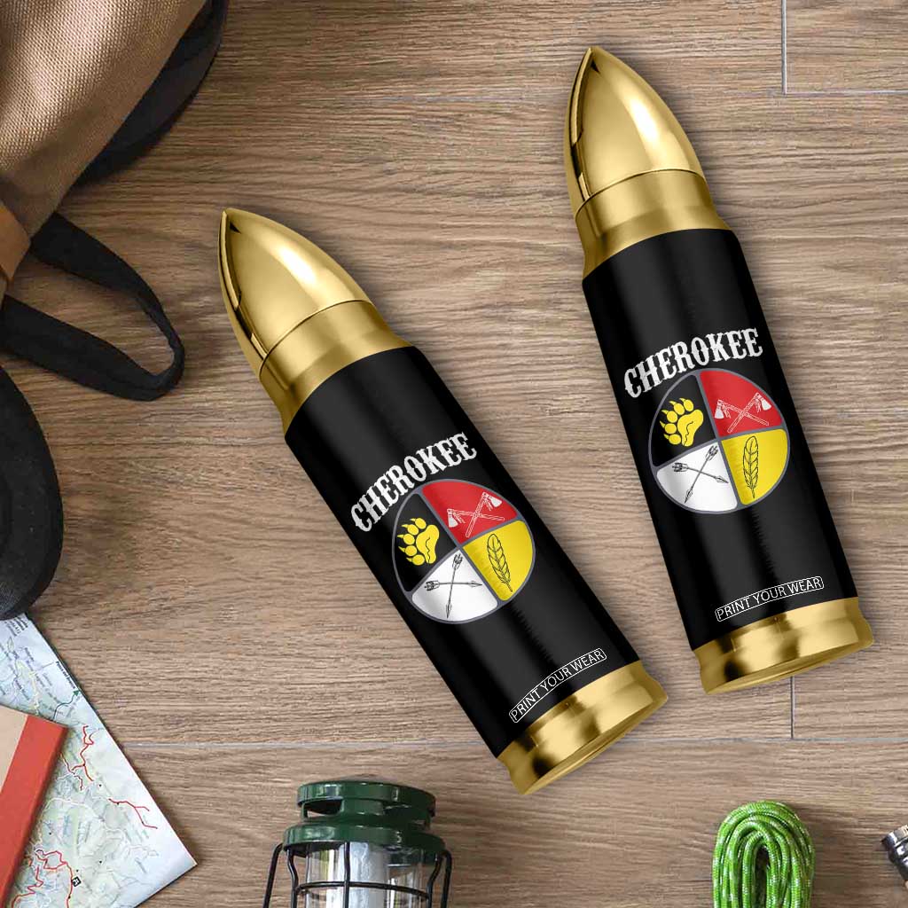 Cherokee Cultural Pride Bullet Tumbler Native American Medicine Wheel Art