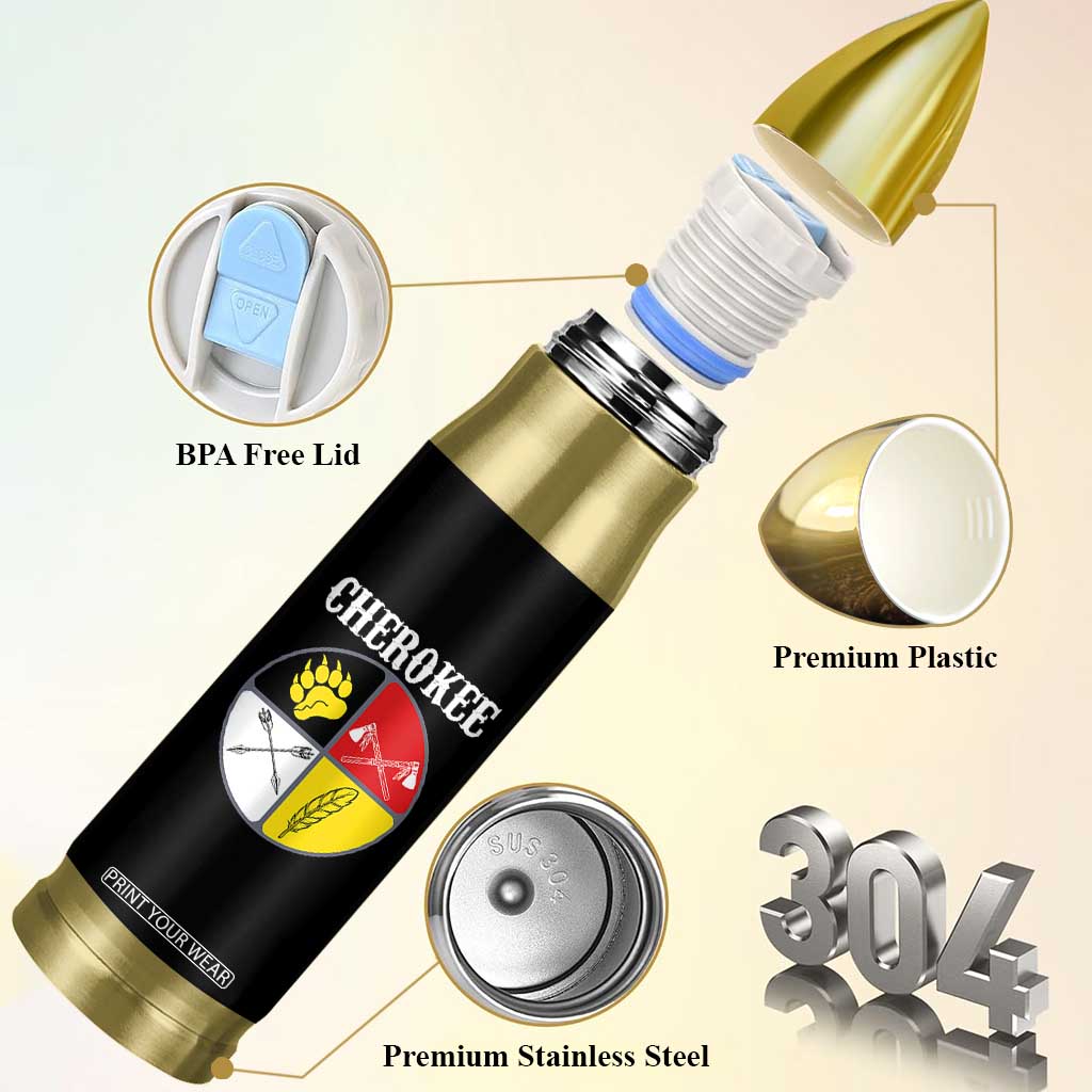 Cherokee Cultural Pride Bullet Tumbler Native American Medicine Wheel Art