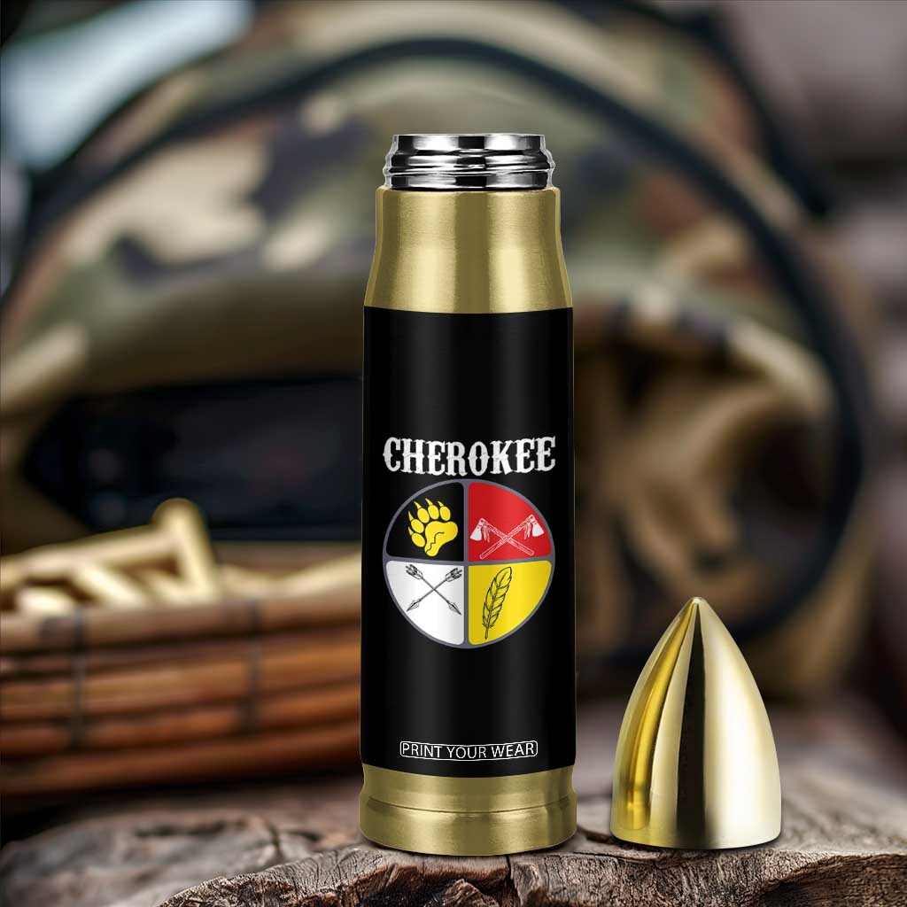 Cherokee Cultural Pride Bullet Tumbler Native American Medicine Wheel Art