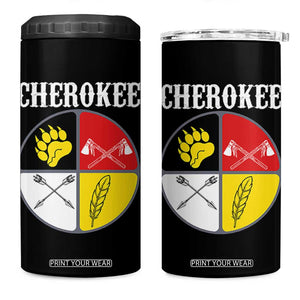 Cherokee Cultural Pride 4 in 1 Can Cooler Tumbler Native American Medicine Wheel Art
