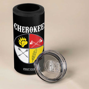 Cherokee Cultural Pride 4 in 1 Can Cooler Tumbler Native American Medicine Wheel Art