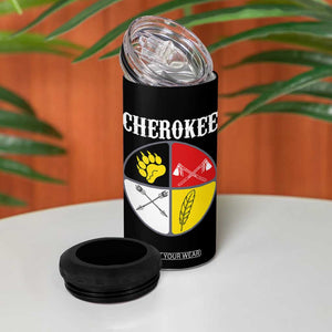 Cherokee Cultural Pride 4 in 1 Can Cooler Tumbler Native American Medicine Wheel Art