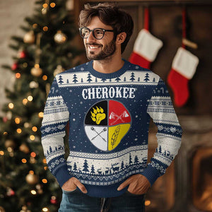 Cherokee Cultural Pride Ugly Christmas Sweater Native American Medicine Wheel Art
