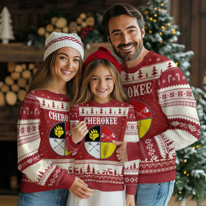 Cherokee Cultural Pride Ugly Christmas Sweater Native American Medicine Wheel Art