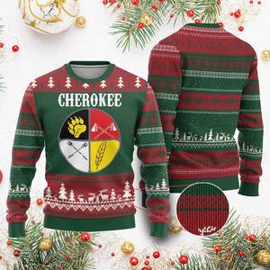 Cherokee Cultural Pride Ugly Christmas Sweater Native American Medicine Wheel Art