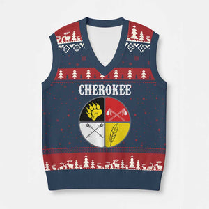 Cherokee Cultural Pride V-Neck Knit Sweater Vest Native American Medicine Wheel Art