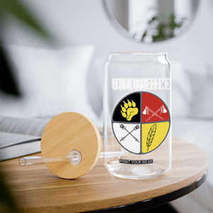 Cherokee Cultural Pride Glass Can Native American Medicine Wheel Art