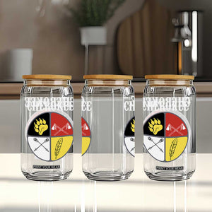Cherokee Cultural Pride Glass Can Native American Medicine Wheel Art