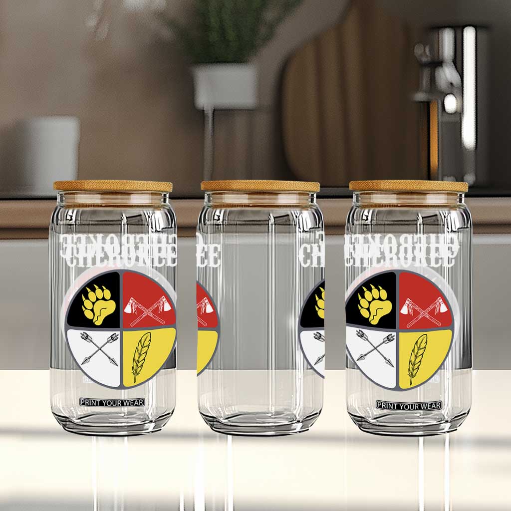 Cherokee Cultural Pride Glass Can Native American Medicine Wheel Art