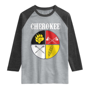 Cherokee Cultural Pride Raglan Shirt Native American Medicine Wheel Art