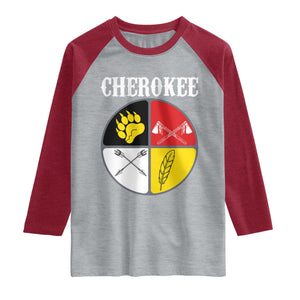 Cherokee Cultural Pride Raglan Shirt Native American Medicine Wheel Art