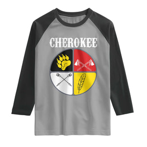 Cherokee Cultural Pride Raglan Shirt Native American Medicine Wheel Art