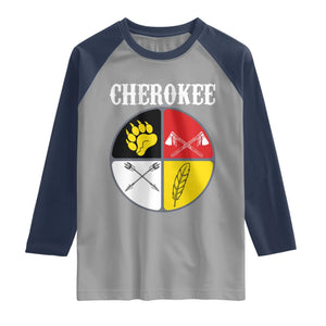 Cherokee Cultural Pride Raglan Shirt Native American Medicine Wheel Art