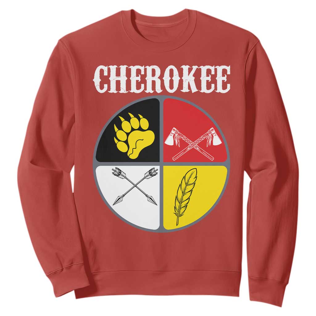 Cherokee Cultural Pride Sweatshirt Native American Medicine Wheel Art