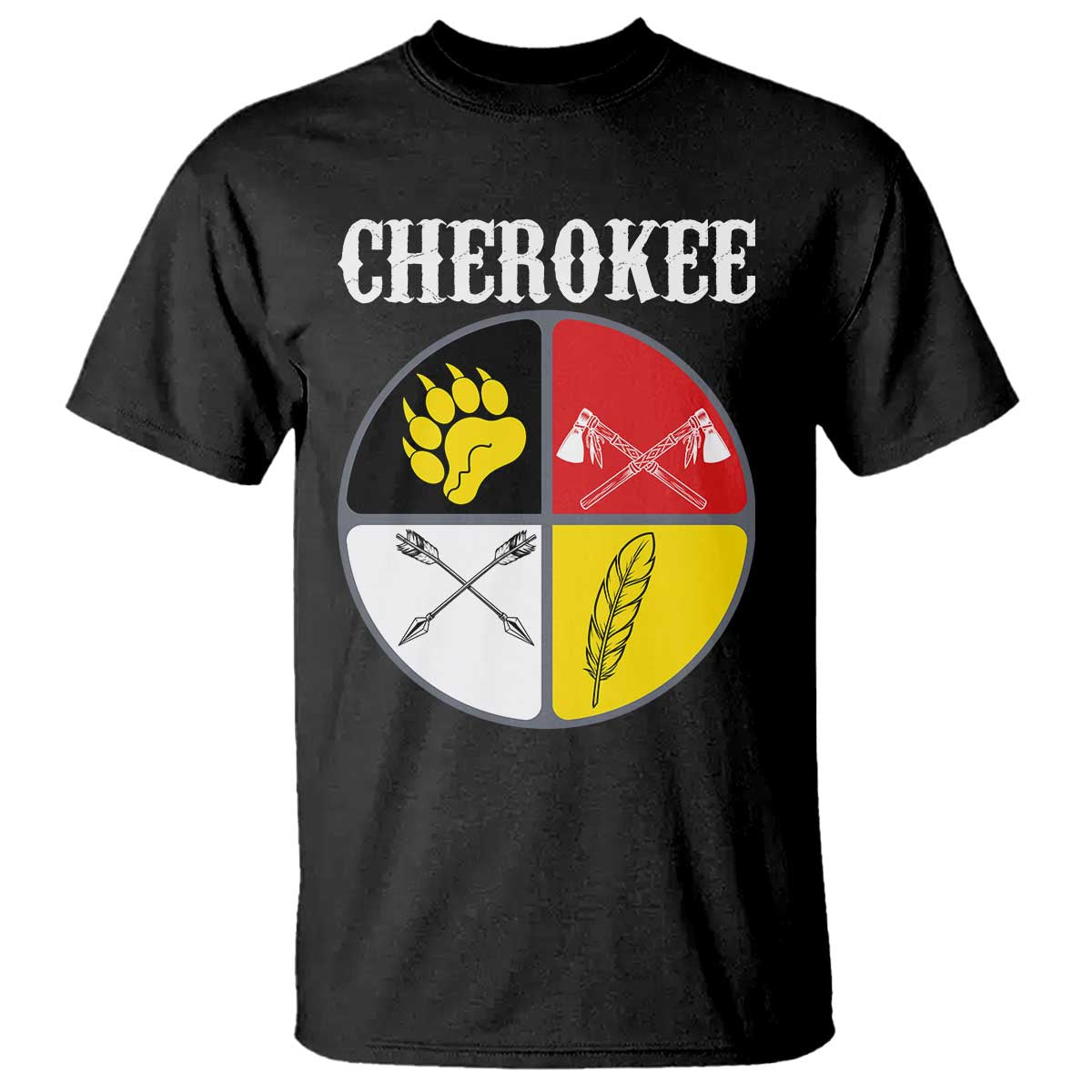 Cherokee Cultural Pride T Shirt Native American Medicine Wheel Art TS12 Black Print Your Wear