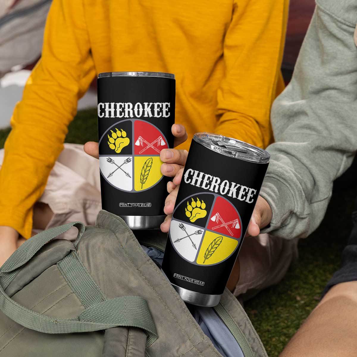 Cherokee Cultural Pride Tumbler Cup Native American Medicine Wheel Art