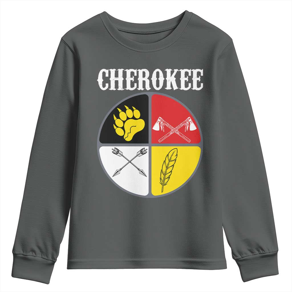 Cherokee Cultural Pride Youth Sweatshirt Native American Medicine Wheel Art