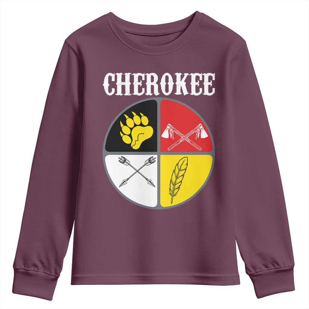Cherokee Cultural Pride Youth Sweatshirt Native American Medicine Wheel Art