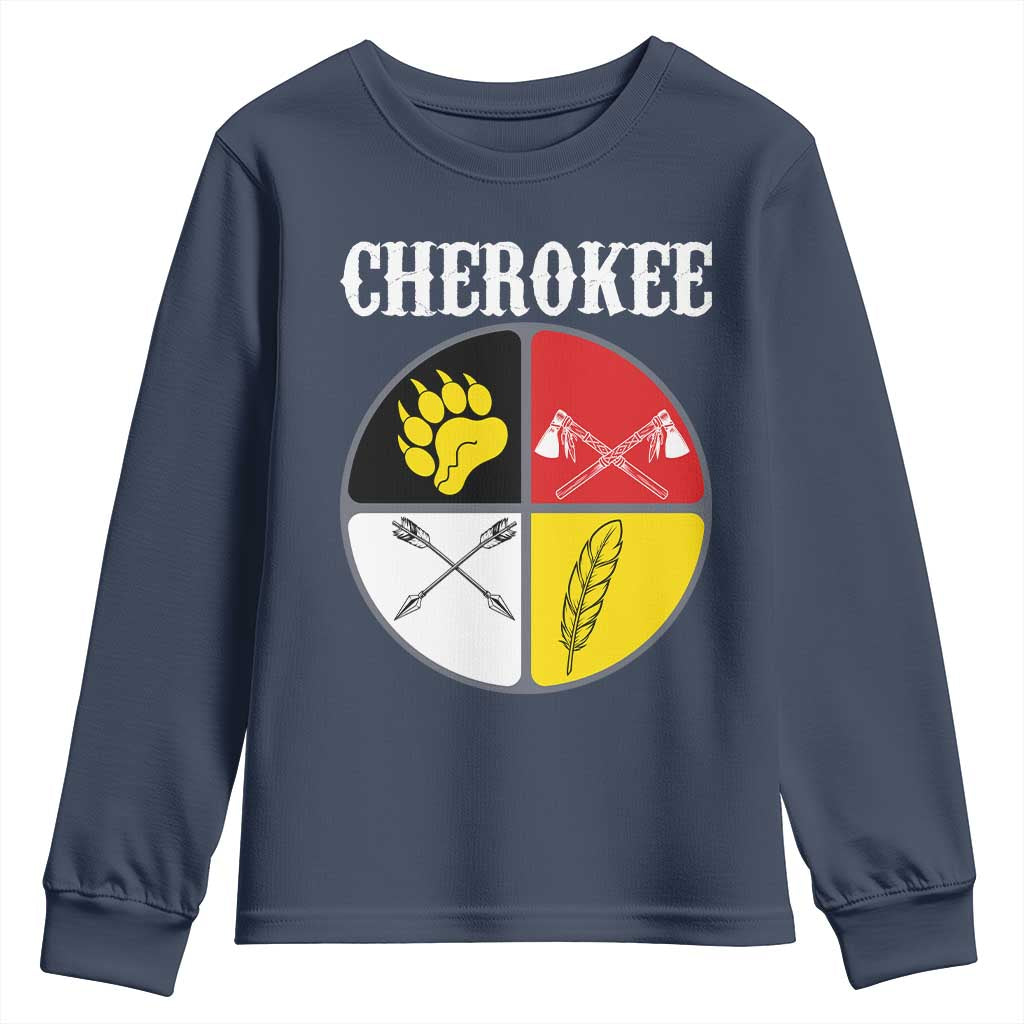 Cherokee Cultural Pride Youth Sweatshirt Native American Medicine Wheel Art