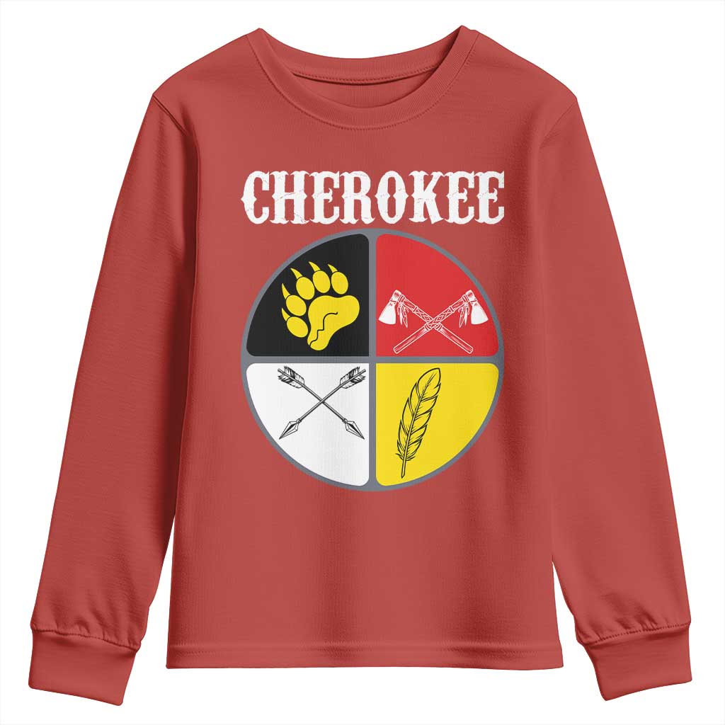 Cherokee Cultural Pride Youth Sweatshirt Native American Medicine Wheel Art