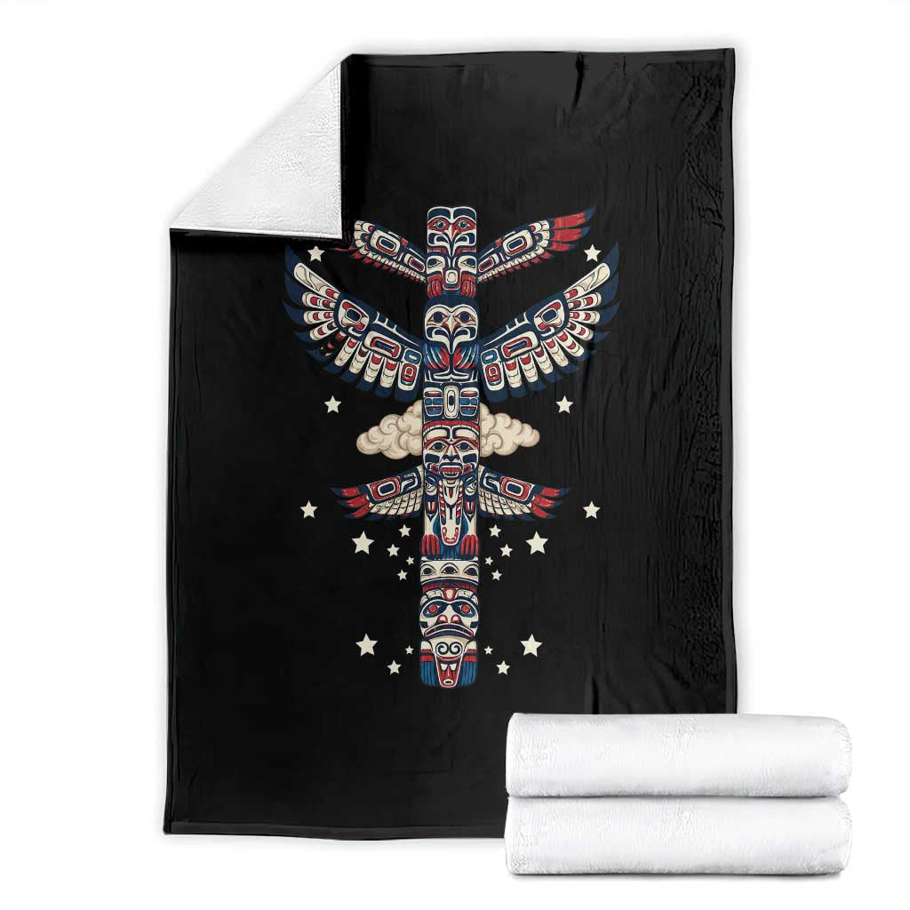Native American Totem Pole Throw Blanket Pacific Northwest Indigenous Tribal