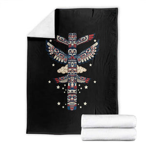 Native American Totem Pole Throw Blanket Pacific Northwest Indigenous Tribal