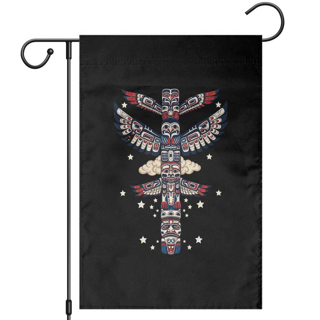 Native American Totem Pole Garden Flag Pacific Northwest Indigenous Tribal TS12 Black Print Your Wear