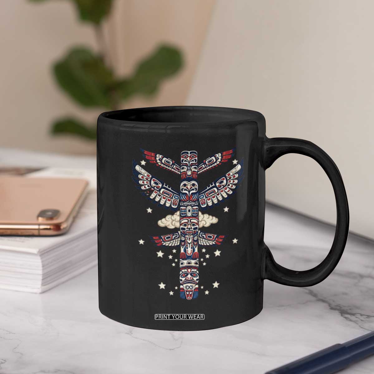 Native American Totem Pole Coffee Mug Pacific Northwest Indigenous Tribal