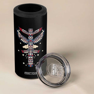 Native American Totem Pole 4 in 1 Can Cooler Tumbler Pacific Northwest Indigenous Tribal