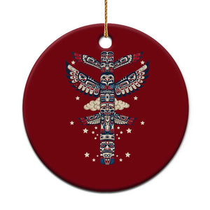 Native American Totem Pole Ceramic Ornament Pacific Northwest Indigenous Tribal