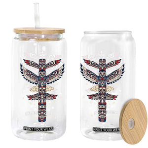 Native American Totem Pole Glass Can Pacific Northwest Indigenous Tribal