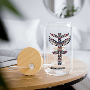 Native American Totem Pole Glass Can Pacific Northwest Indigenous Tribal