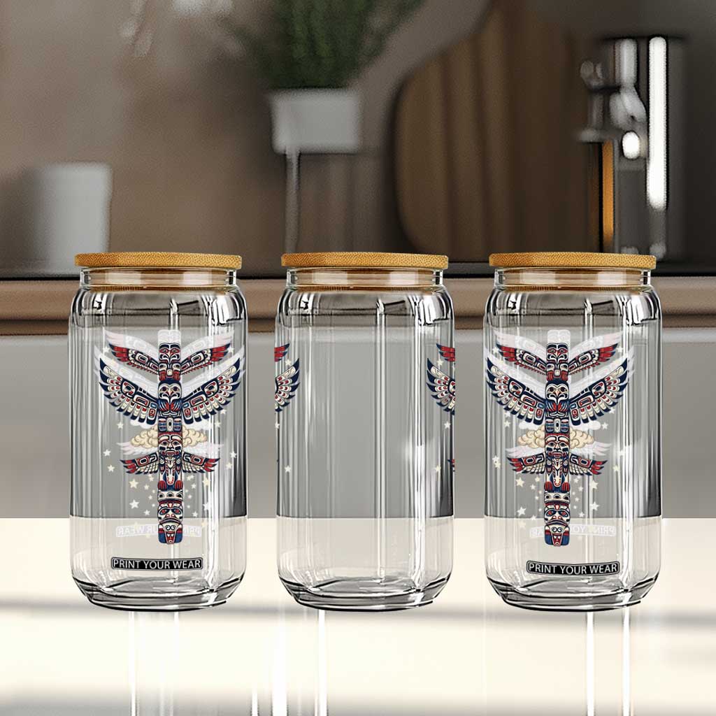 Native American Totem Pole Glass Can Pacific Northwest Indigenous Tribal