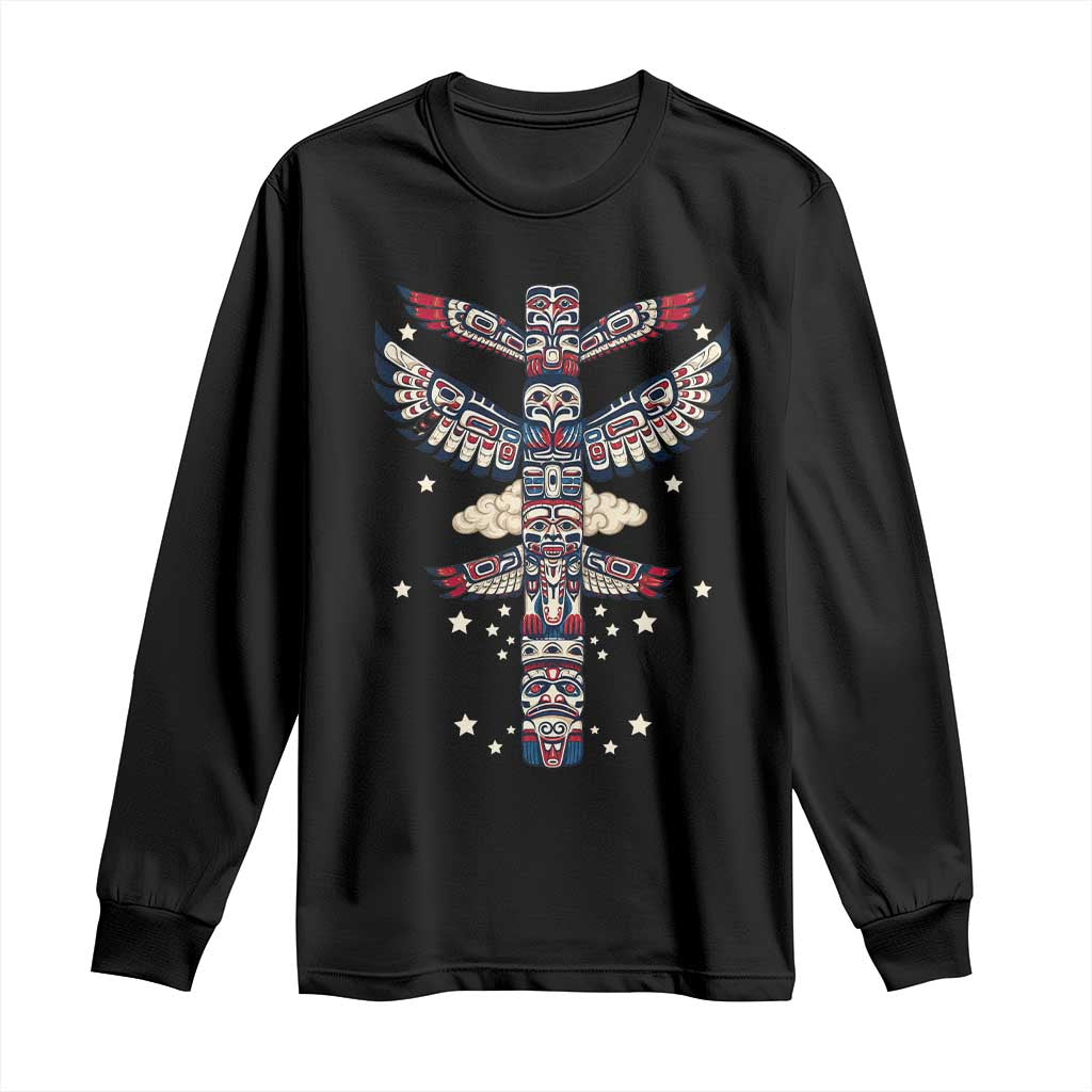 Native American Totem Pole Long Sleeve Shirt Pacific Northwest Indigenous Tribal TS12 Black Print Your Wear