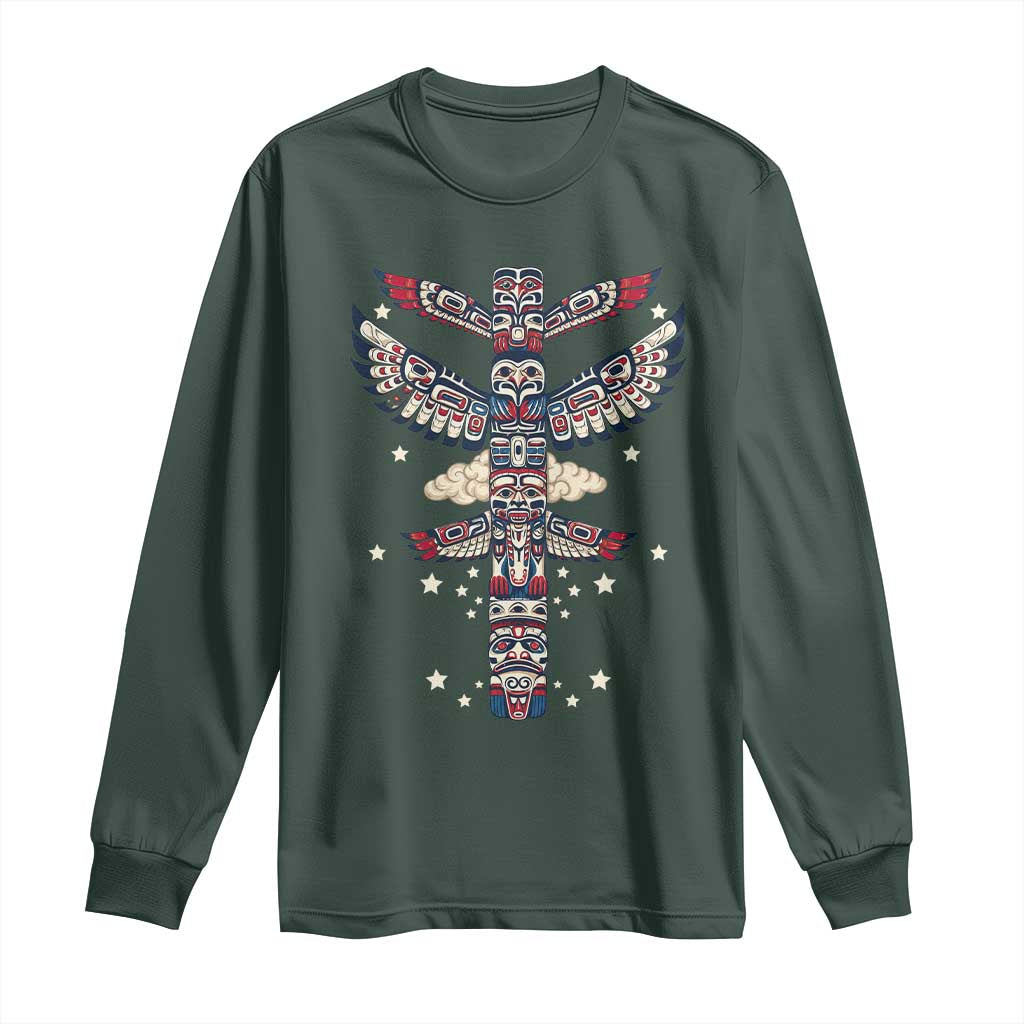 Native American Totem Pole Long Sleeve Shirt Pacific Northwest Indigenous Tribal