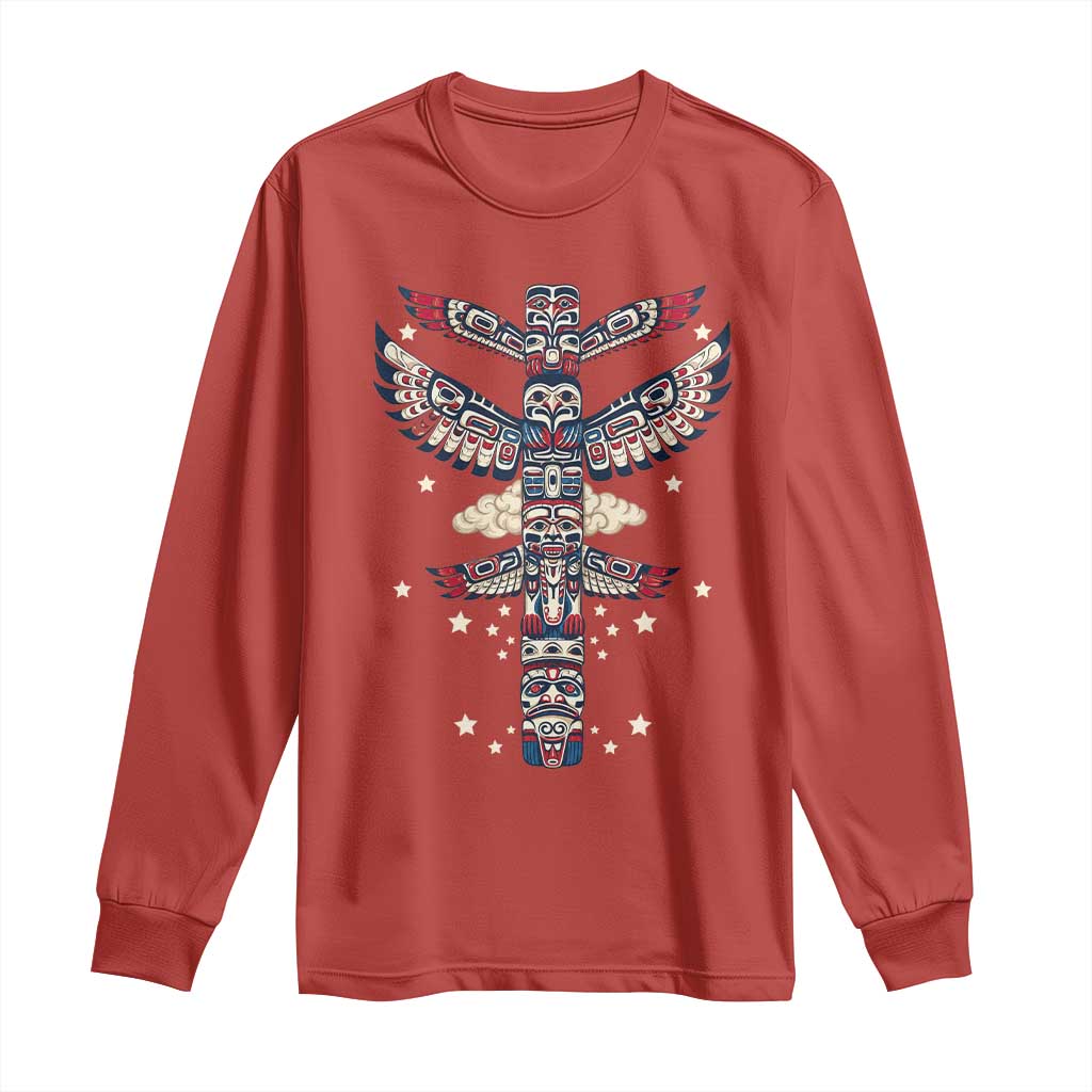 Native American Totem Pole Long Sleeve Shirt Pacific Northwest Indigenous Tribal