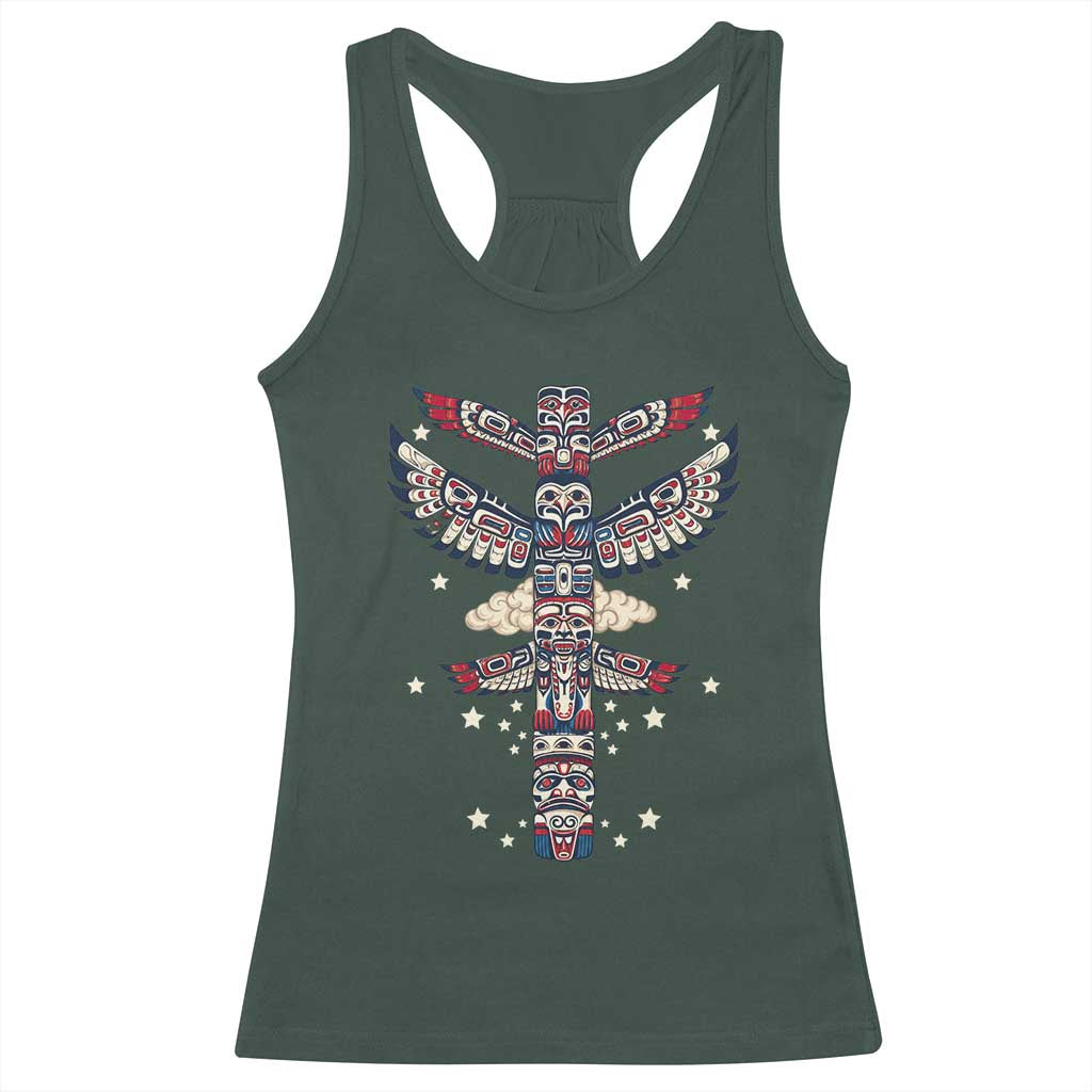Native American Totem Pole Racerback Tank Top Pacific Northwest Indigenous Tribal