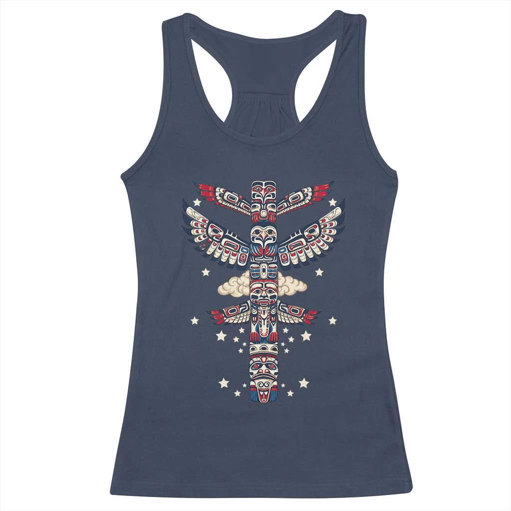 Native American Totem Pole Racerback Tank Top Pacific Northwest Indigenous Tribal
