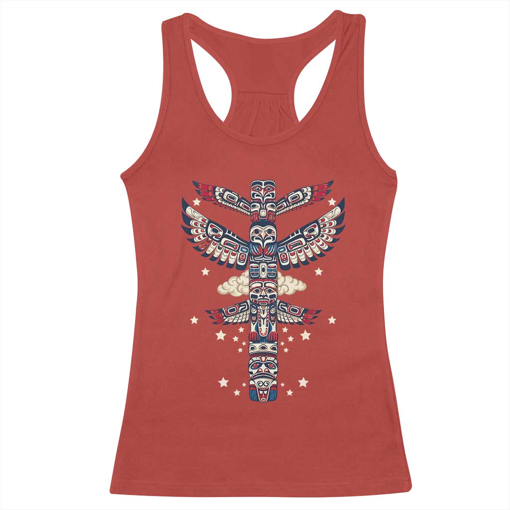 Native American Totem Pole Racerback Tank Top Pacific Northwest Indigenous Tribal