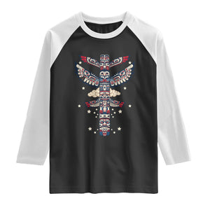 Native American Totem Pole Raglan Shirt Pacific Northwest Indigenous Tribal