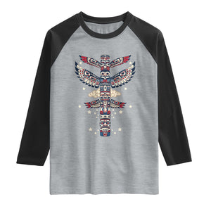 Native American Totem Pole Raglan Shirt Pacific Northwest Indigenous Tribal