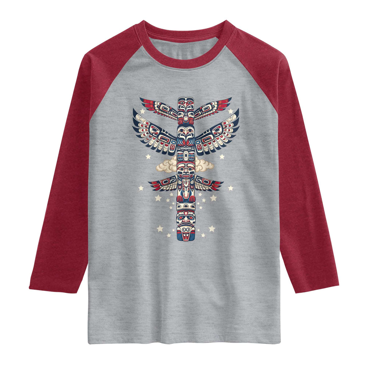 Native American Totem Pole Raglan Shirt Pacific Northwest Indigenous Tribal
