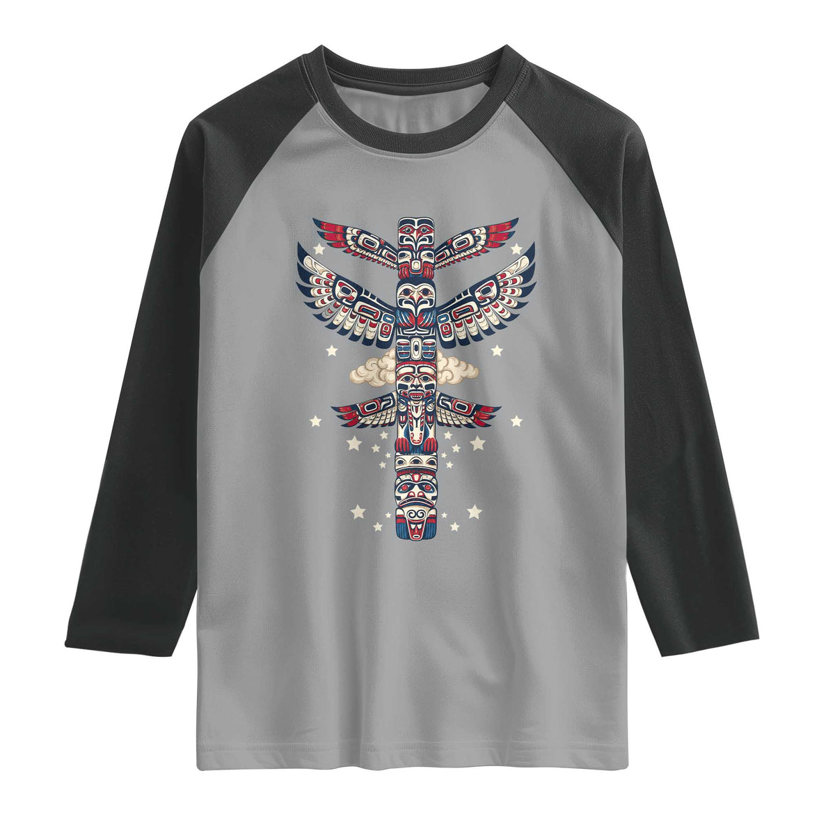 Native American Totem Pole Raglan Shirt Pacific Northwest Indigenous Tribal
