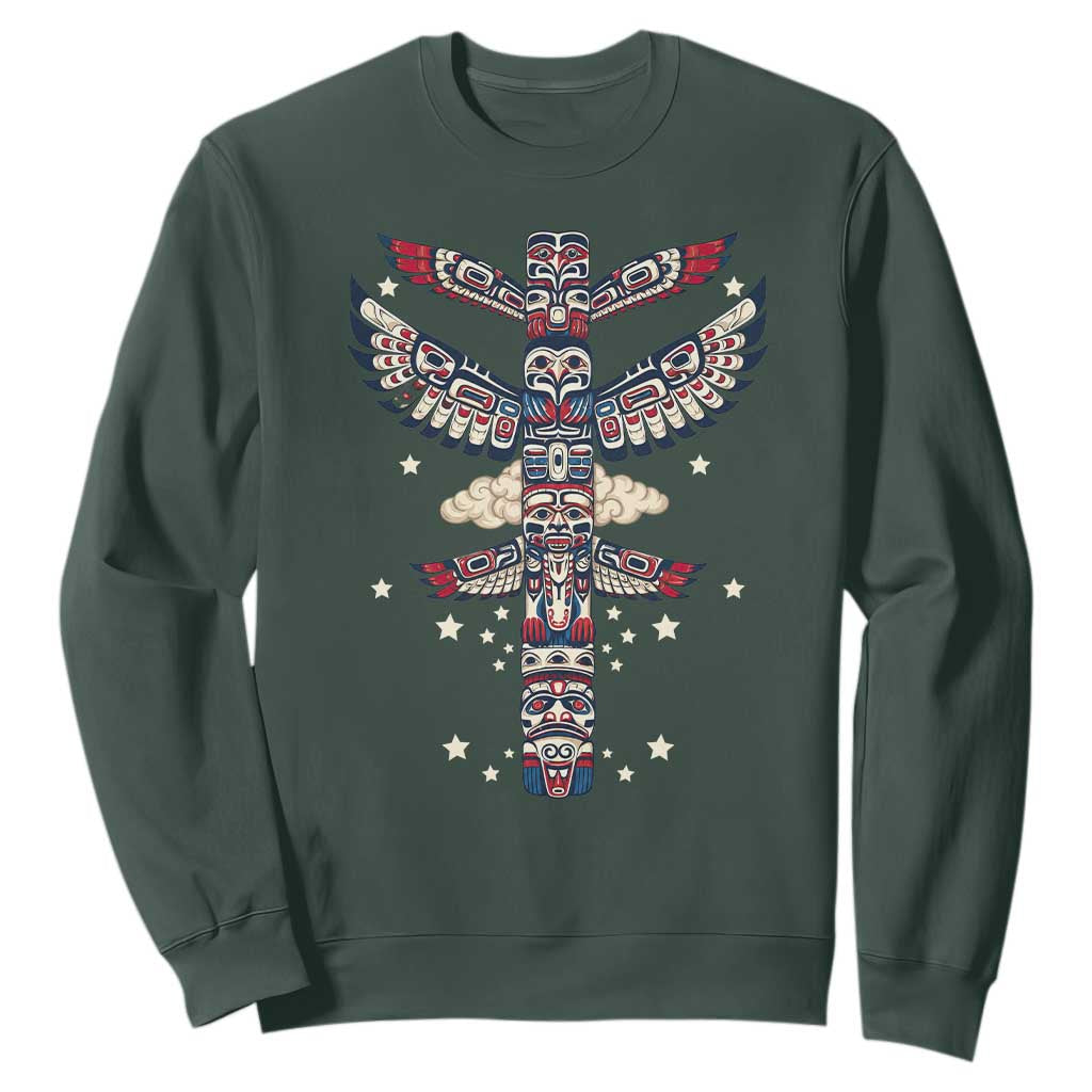 Native American Totem Pole Sweatshirt Pacific Northwest Indigenous Tribal