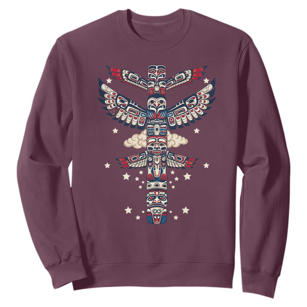 Native American Totem Pole Sweatshirt Pacific Northwest Indigenous Tribal