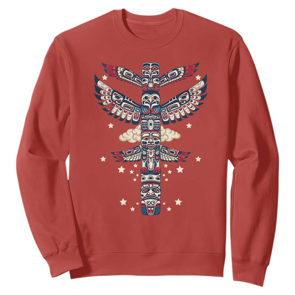 Native American Totem Pole Sweatshirt Pacific Northwest Indigenous Tribal