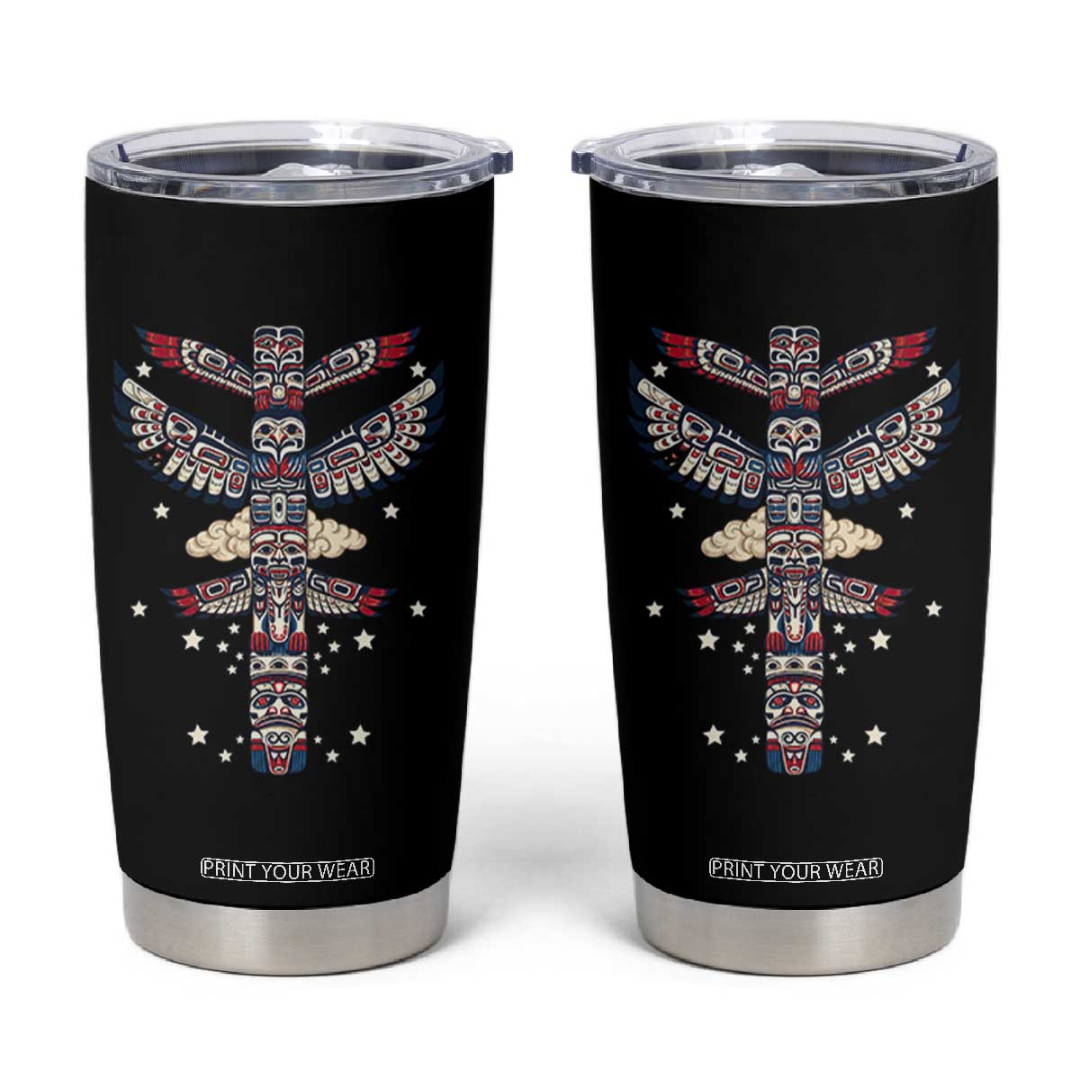 Native American Totem Pole Tumbler Cup Pacific Northwest Indigenous Tribal